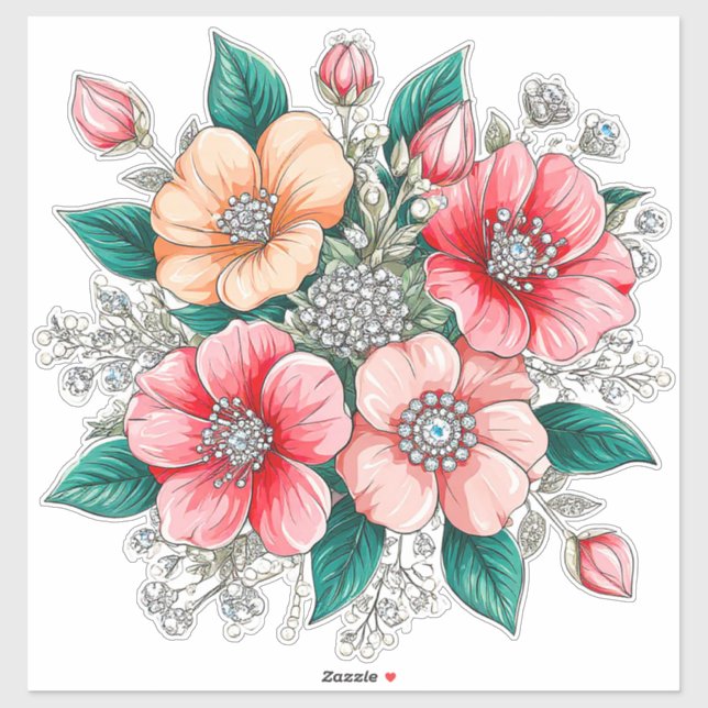 Adesivo Buquê Floral Colorido (Folha)