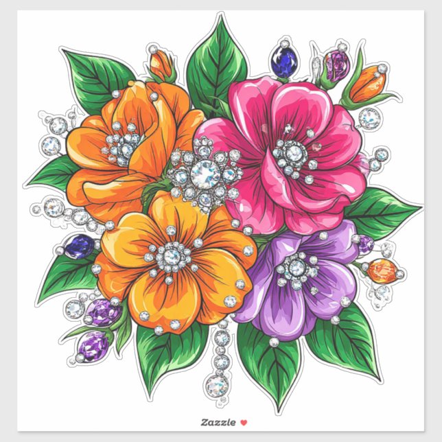 Adesivo Buquê Floral Colorido (Folha)