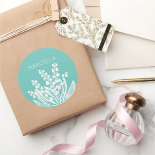 Adesivo Buquê Floral de Lírio do Vale com Nome Personaliza