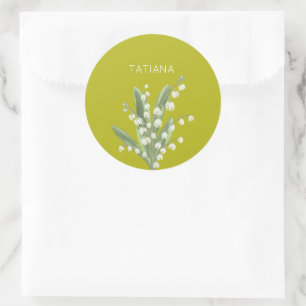 Adesivo Buquê Floral de Lírio do Vale com Nome Personaliza