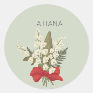 Adesivo Buquê Floral De Lírio Do Vale Nome Personalizado 
