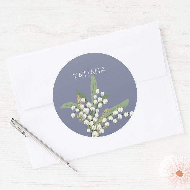 Adesivo Buquê Floral Lírio do Vale com Nome Personalizado (Envelope)