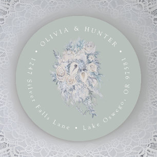 Adesivo Buquê Floral Nomes de Casal de Casamento Endereço 