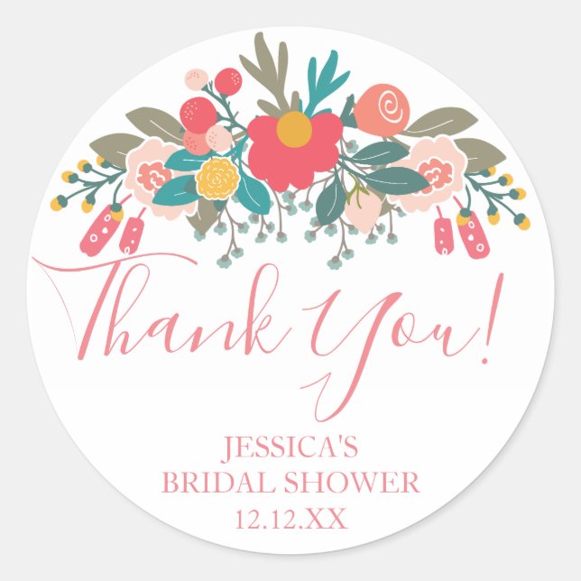 Adesivo Buquê Floral Rosa Obrigado (Frente)