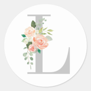 Adesivo Buquê Floral sobre Monograma Personalizado Inicial