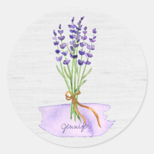 Adesivo Buquê roxo da lavanda na serapilheira de linho