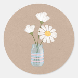 Adesivo Buquê Simple White Daisies Mason Jar