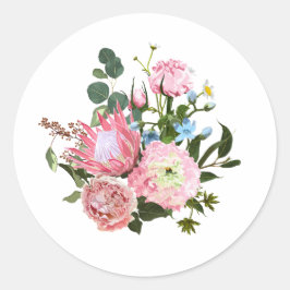 Adesivo Buquê tropical com flores rosa.