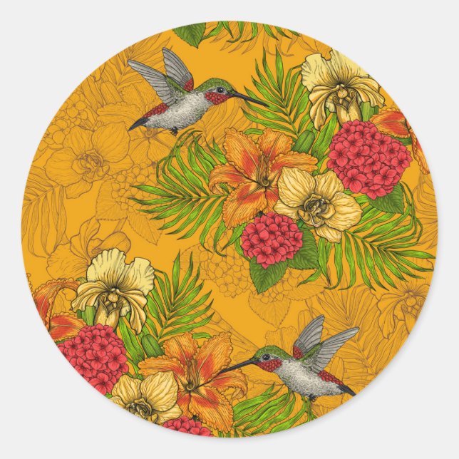 Adesivo Buquês tropicais e beija-flores 2 (Frente)