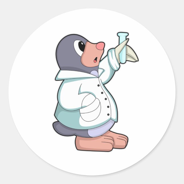 Adesivo Buraco como cientista com tubo de ensaio (Frente)