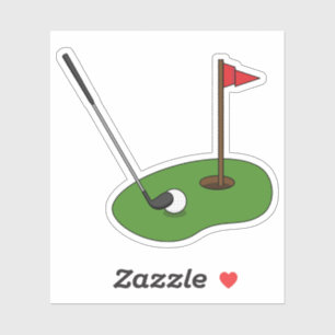 Adesivo Buraco de Curso de Golfe com Bandeira