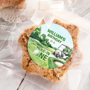 Adesivo Buraco em um primeiro aniversario de golfe