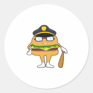 Adesivo Burger como agente da polícia com chapéu da pol