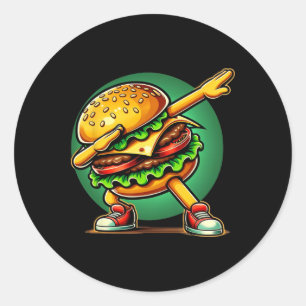 Adesivo Burger Dabbing Dancing Funny Burger Comida Hamburg