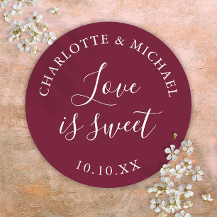 Adesivo Burgundy Amor É Doce Favor de Casamento 
