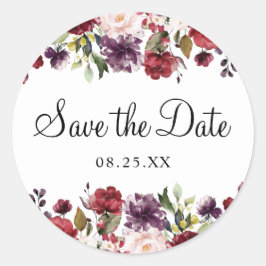 Adesivo Burgundy Bliss Floral Watercolor Salvar a Data