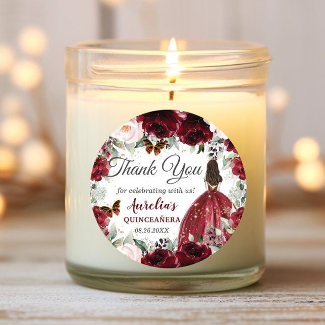 Adesivo Burgundy Blush Floral Butterflies Princesa Favor (Criador carregado)
