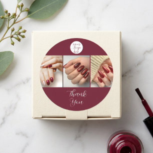 Adesivo Burgundy Branco Logotipo Foto Salão de Unhas Obrig