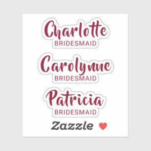 Adesivo Burgundy Bridesmaid Name Custom-Cut Vinyl Sticker