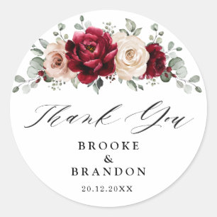 Adesivo Burgundy Champagne Ivory Mauve Casamento Obrigado