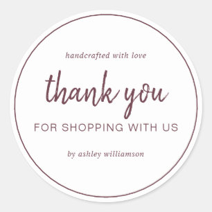 Adesivo Burgundy Chic Script Obrigado por Comprar