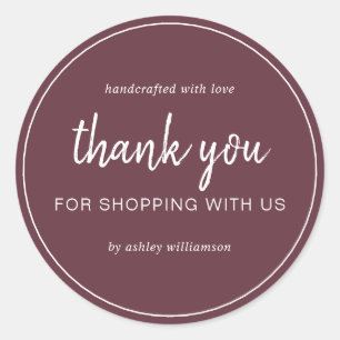 Adesivo Burgundy Chic Script Obrigado por Comprar
