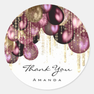 Adesivo Burgundy DOURADA GLITTER BALLONS DRIP OBRADO