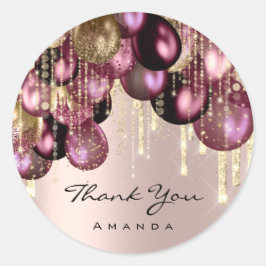 Adesivo Burgundy DOURADA GLITTER BALLONS DRIP OBRIGADO Ros