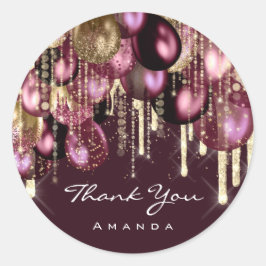 Adesivo Burgundy DOURADA GLITTER BALLONS DRIPS OBRIGADO