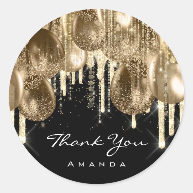 Adesivo Burgundy DOURADO Anniversário GLITTER BALLRES DRIP (Frente)