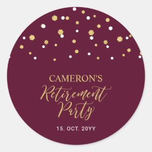 Adesivo Burgundy & Dourado   Favor de Festa de Aposentador