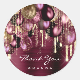 Adesivo Burgundy DOURADO GLITTER BALLONS DRIP OBRIGADO Ann