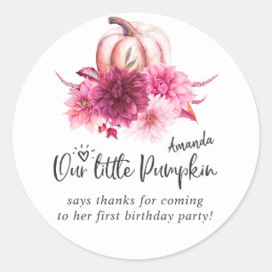 Adesivo Burgundy e Blush Outono Abóbora Aniversário