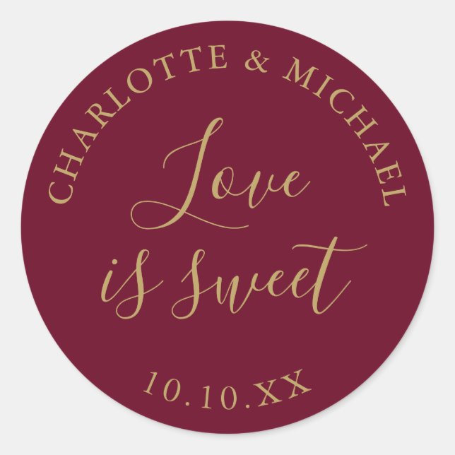 Adesivo Burgundy E Dourado Amor É Um Bonitinho Favor De Ca (Frente)