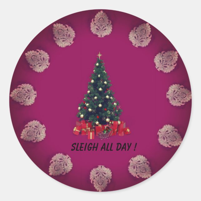 Adesivo Burgundy Engraçado Círculo de Citação de Natal (Frente)