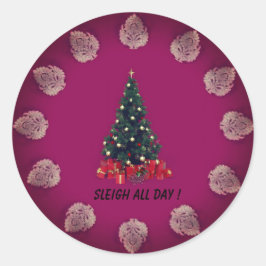 Adesivo Burgundy Engraçado Círculo de Citação de Natal