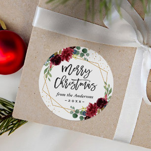 Adesivo Burgundy Floral Geométrico Feliz Natal