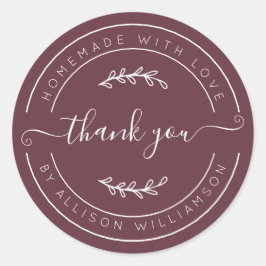 Adesivo Burgundy Homemade Thank You Label