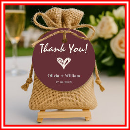 Adesivo Burgundy & Ivory Elegant Wedding Thank You
