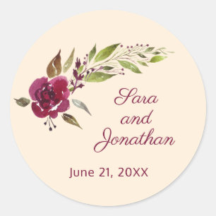 Adesivo Burgundy Marsala Floral e Greenery   Casamento