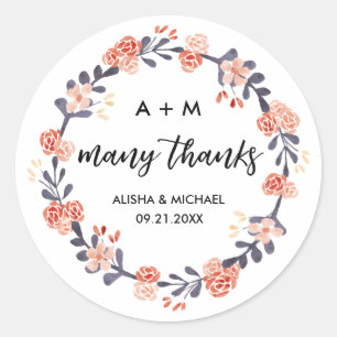 Adesivo Burgundy Marsala, Floral Wreath, Favor do Casament