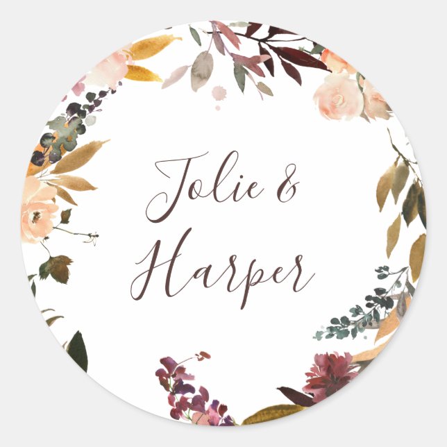 Adesivo Burgundy Orange Floral Envelope Selos (Frente)