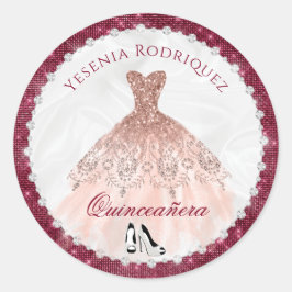 Adesivo Burgundy Rosa Dourado Sparkle Glam Quinceañera
