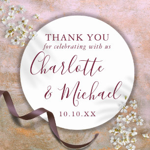 Adesivo Burgundy Signature Script Favor Agradecimento