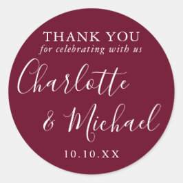 Adesivo Burgundy Signature Wedding Favor Obrigado