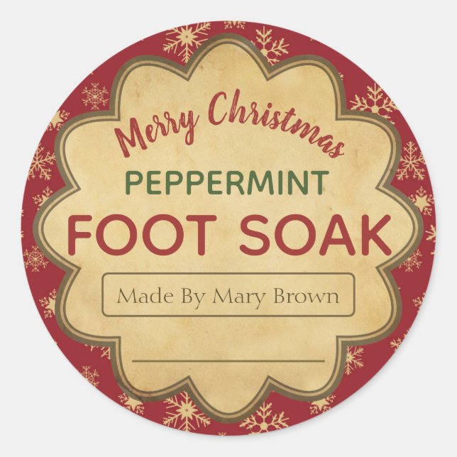 Adesivo Burgundy Snowflake Peppermint Foot Soak Natal (Frente)