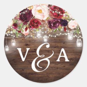 Adesivo Burgundy String Lights Monograma Wedker Sticker