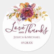 Burgundy Watercolor Queda Elegante Amor E Obrigado