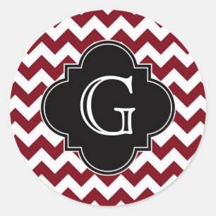 Adesivo Burgundy Wine White Chevron Zig-Zag Black Monogram