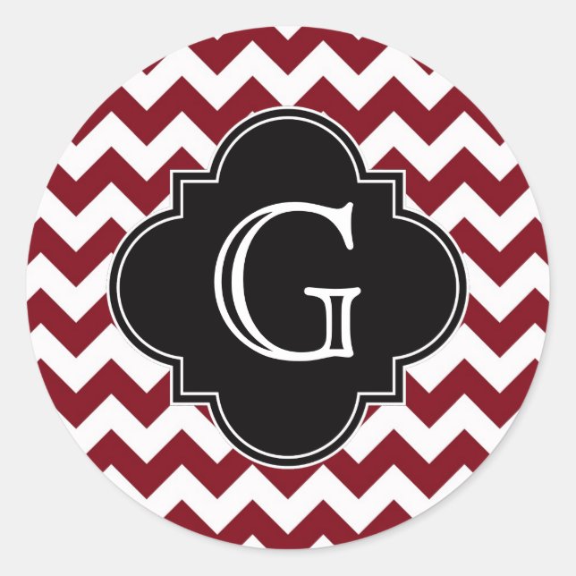 Adesivo Burgundy Wine White Chevron Zig-Zag Black Monogram (Frente)